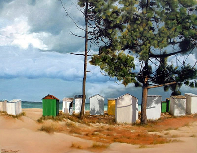 Les cabines sous les pins - 2006 Huile sur toile